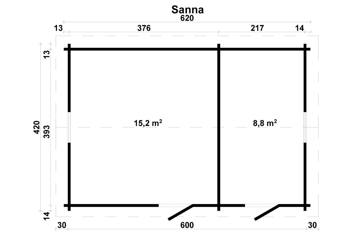 Tene Gartenhaus Modell Sanna Grundriss