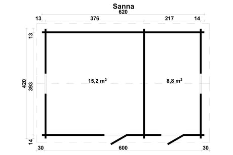 Tene Gartenhaus Modell Sanna Grundriss