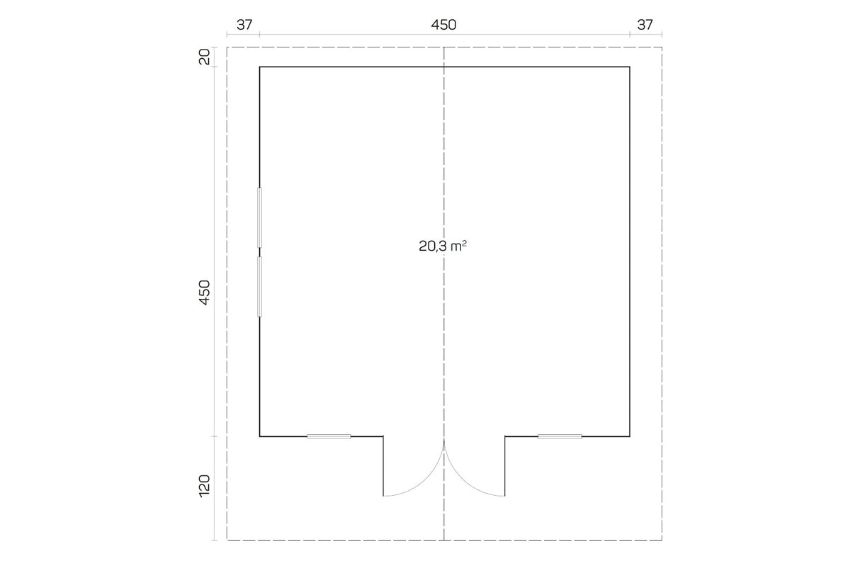 Tene Gartenhaus Modell Sauerland B 450 x 450 cm Grundriss