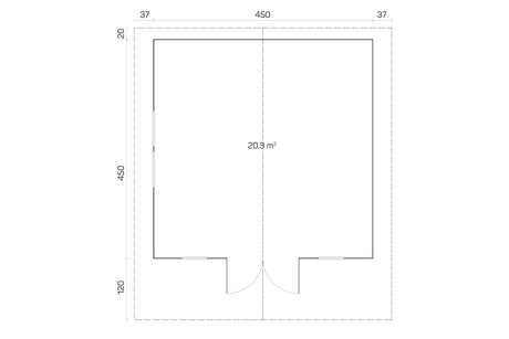 Tene Gartenhaus Modell Sauerland B 450 x 450 cm Grundriss