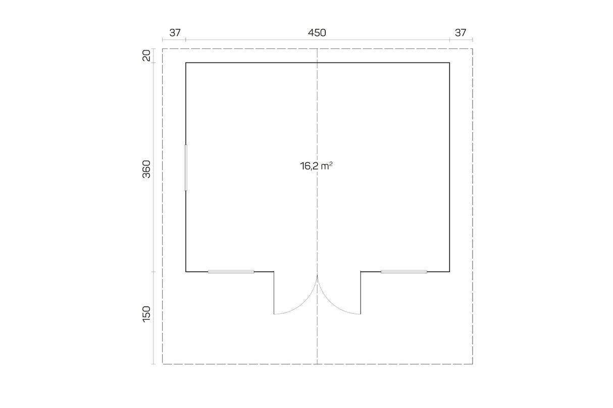 Tene Gartenhaus Modell Sauerland C 450 x 360 cm Grundriss