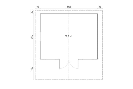 Tene Gartenhaus Modell Sauerland C 450 x 360 cm Grundriss
