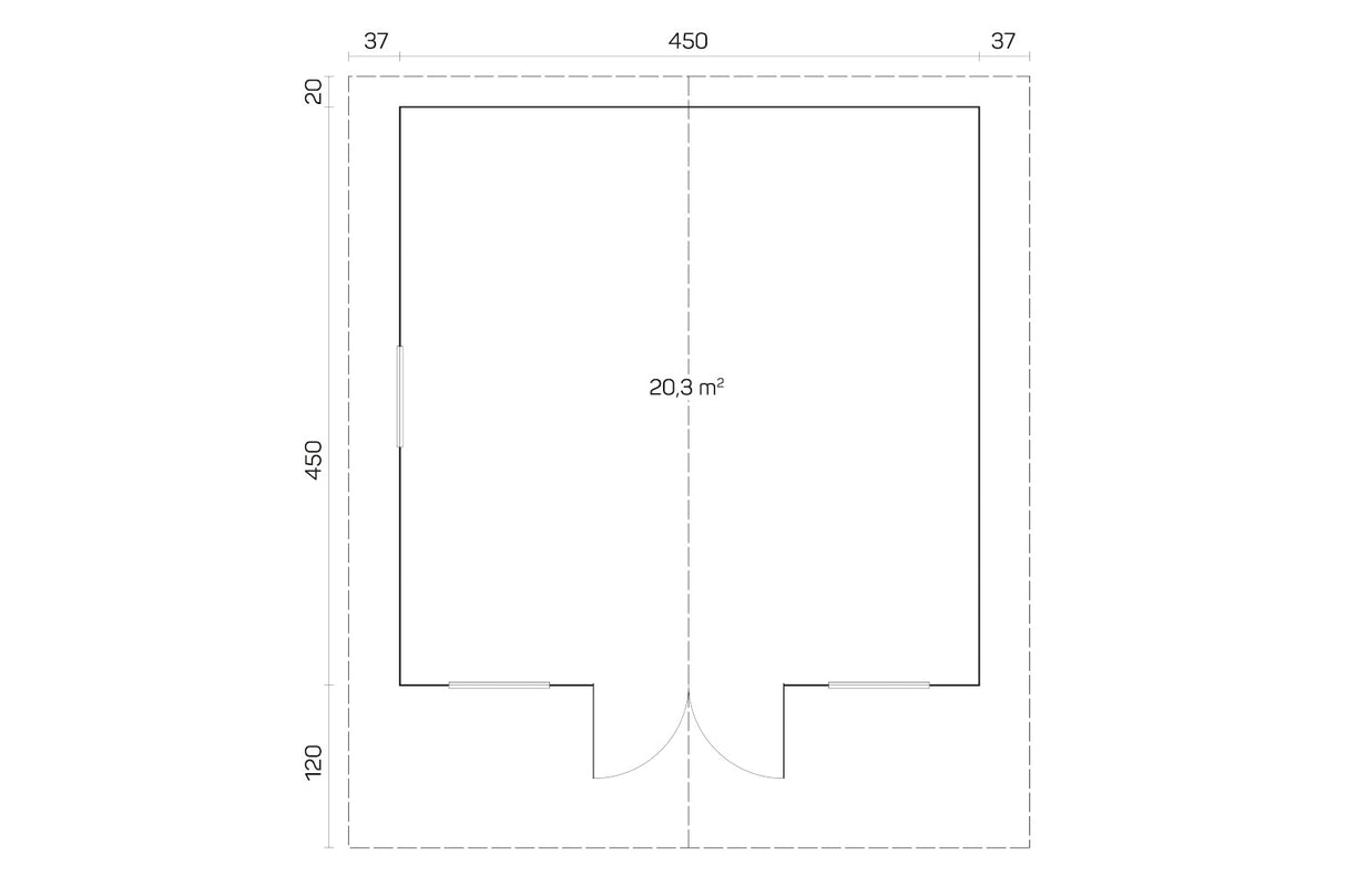Tene Gartenhaus Modell Sauerland D 450 x 450 cm Grundriss