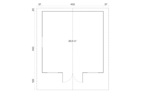 Tene Gartenhaus Modell Sauerland D 450 x 450 cm Grundriss