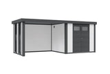 Telluria Gerätehaus Classico 2724 + Lounge links + Fenster Weiss freigestellt
