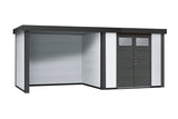 Telluria Gerätehaus Classico 2724 + Lounge links Weiss freigestellt