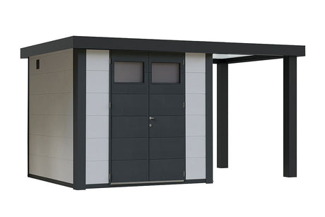 Wolff Gerätehaus Eleganto 3024 SD 170 R weiss freigestellt