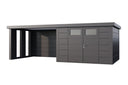 Telluria Gerätehaus Eleganto 3330 + Lounge links + Fenster Granitgrau freigestellt