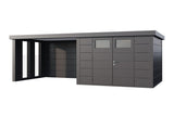 Telluria Gerätehaus Classico 3030 + Lounge links + Fenster Granitgrau freigestellt