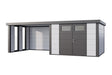 Telluria Gerätehaus Classico 3030 + Lounge links + Fenster Weiß freigestellt