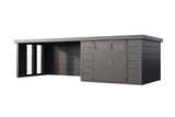 Telluria Gerätehaus Classico 3030 + XL Lounge links + Fenster Granitgrau freigestellt