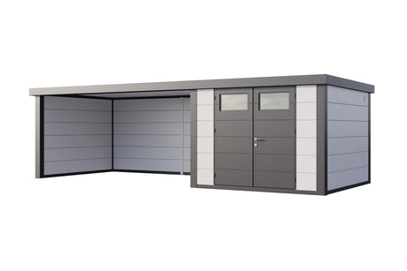 Telluria Gerätehaus Classico 3330 + XL Lounge links Weiß freigestellt