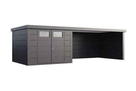 Telluria Gerätehaus Classico 3330 + XL Lounge rechts Granitgrau freigestellt