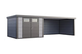 Telluria Gerätehaus Classico 3030 + XL Lounge rechts Lichtgrau freigestellt