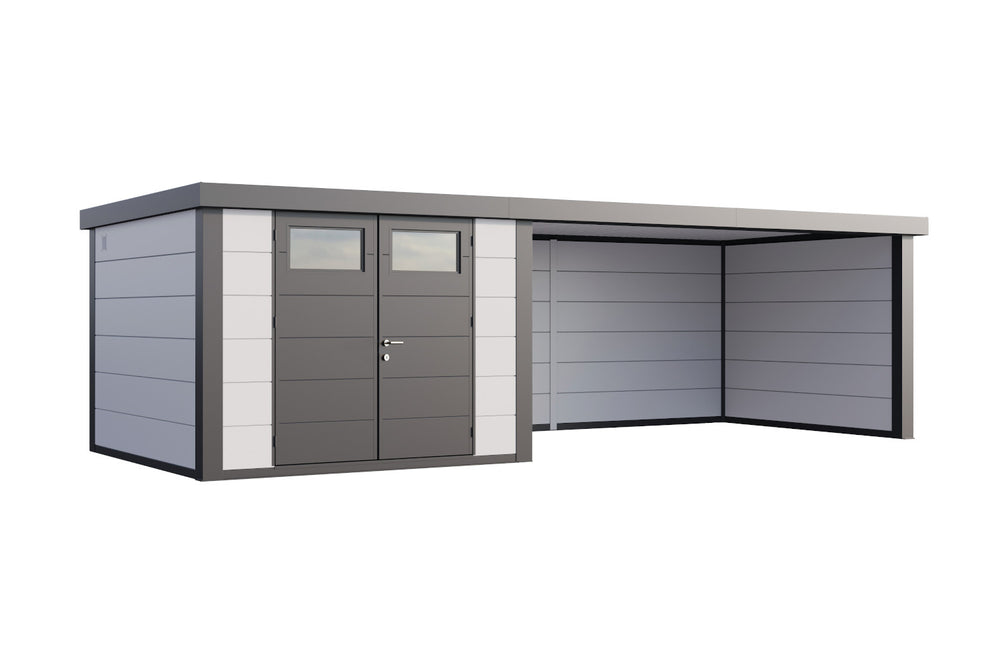 Telluria Gerätehaus Classico 3030 + XL Lounge rechts Weiß freigestellt